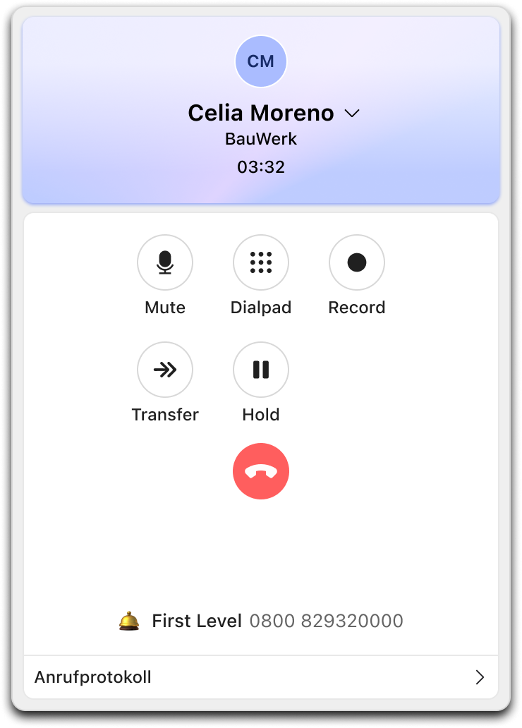 Start a transfer during an active call